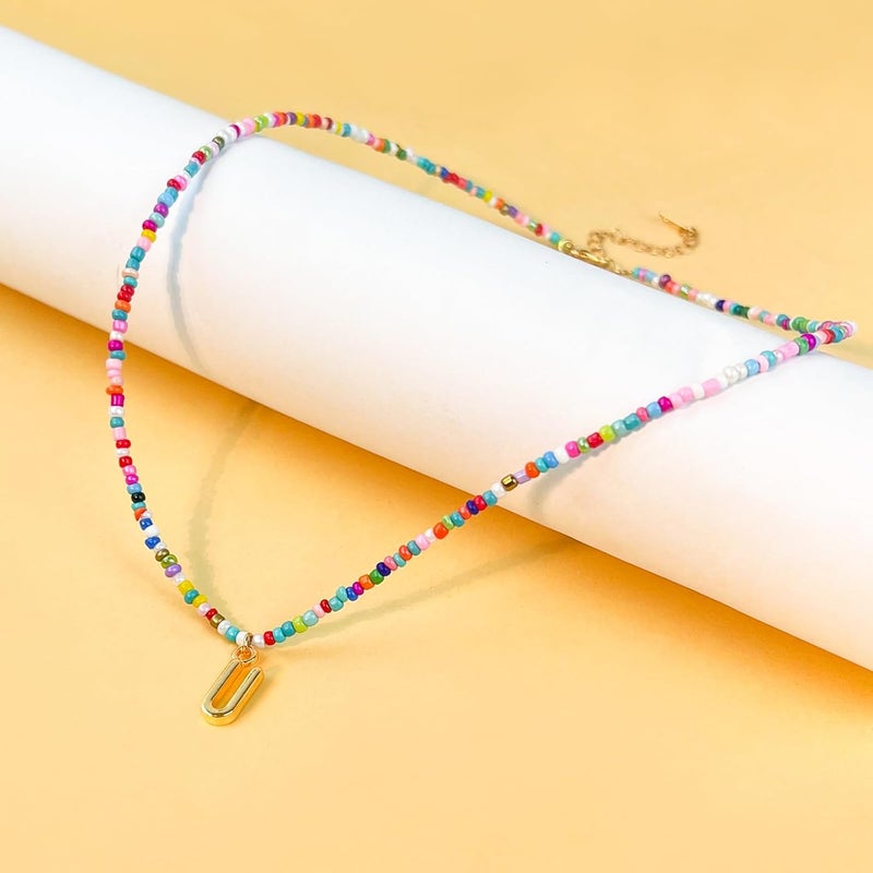 Senfour Colorful Beaded Initial Necklaces for Kids Girls, Personized Graduation Birthday Gifts - Choker Necklace for Women,Teen and Preteen Girls - Image 5
